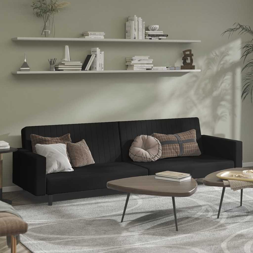 Slaapbank 2-zits fluweel zwart is nu te koop bij PeponiXL, paradijselijk wonen!