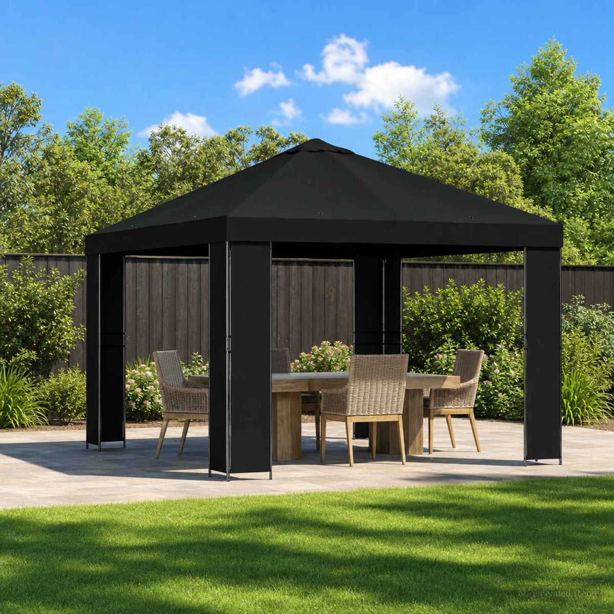 Prieel 3 x 3 m Zwart Polyester en staal 190 is nu te koop bij PeponiXL, paradijselijk wonen!