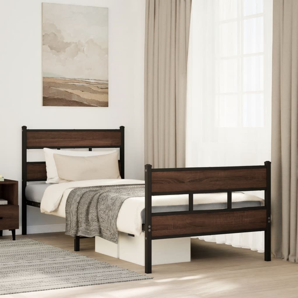 Bedframe met hoofdbord en voetbord zonder matras 75x190 cm is nu te koop bij PeponiXL, paradijselijk wonen!