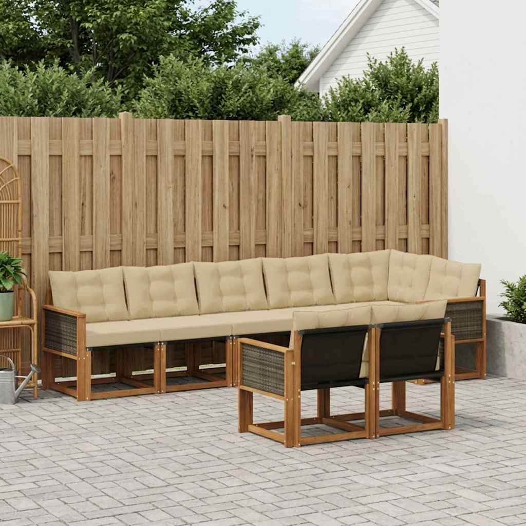 Buiten bankenset met kussen 8 pcs Natuurlijk en Beige is nu te koop bij PeponiXL, paradijselijk wonen!
