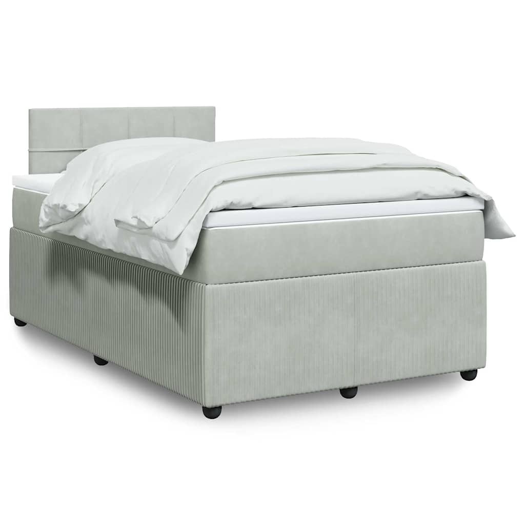 Boxspring met matras fluweel lichtgrijs 120x200 cm is nu te koop bij PeponiXL, paradijselijk wonen!