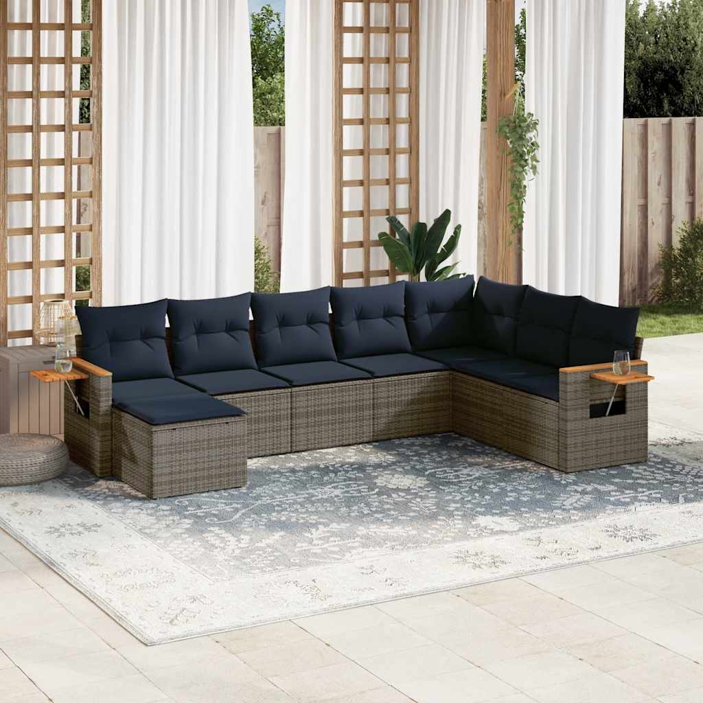 8-delige Loungeset met kussens poly rattan grijs is nu te koop bij PeponiXL, paradijselijk wonen!