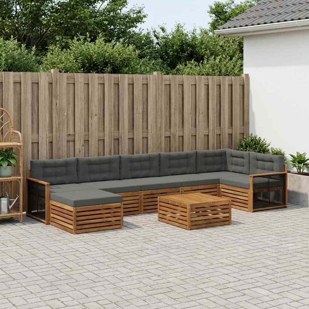 Buiten bankenset met kussen 8 pcs Natuurlijk en Antraciet is nu te koop bij PeponiXL, paradijselijk wonen!