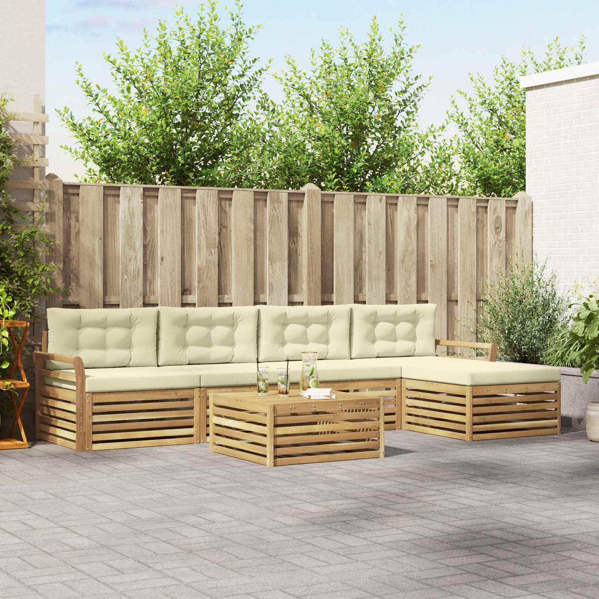 Buiten bankenset 6 pcs Wit en crèmekleurig 79 x 79 x 37 cm is nu te koop bij PeponiXL, paradijselijk wonen!