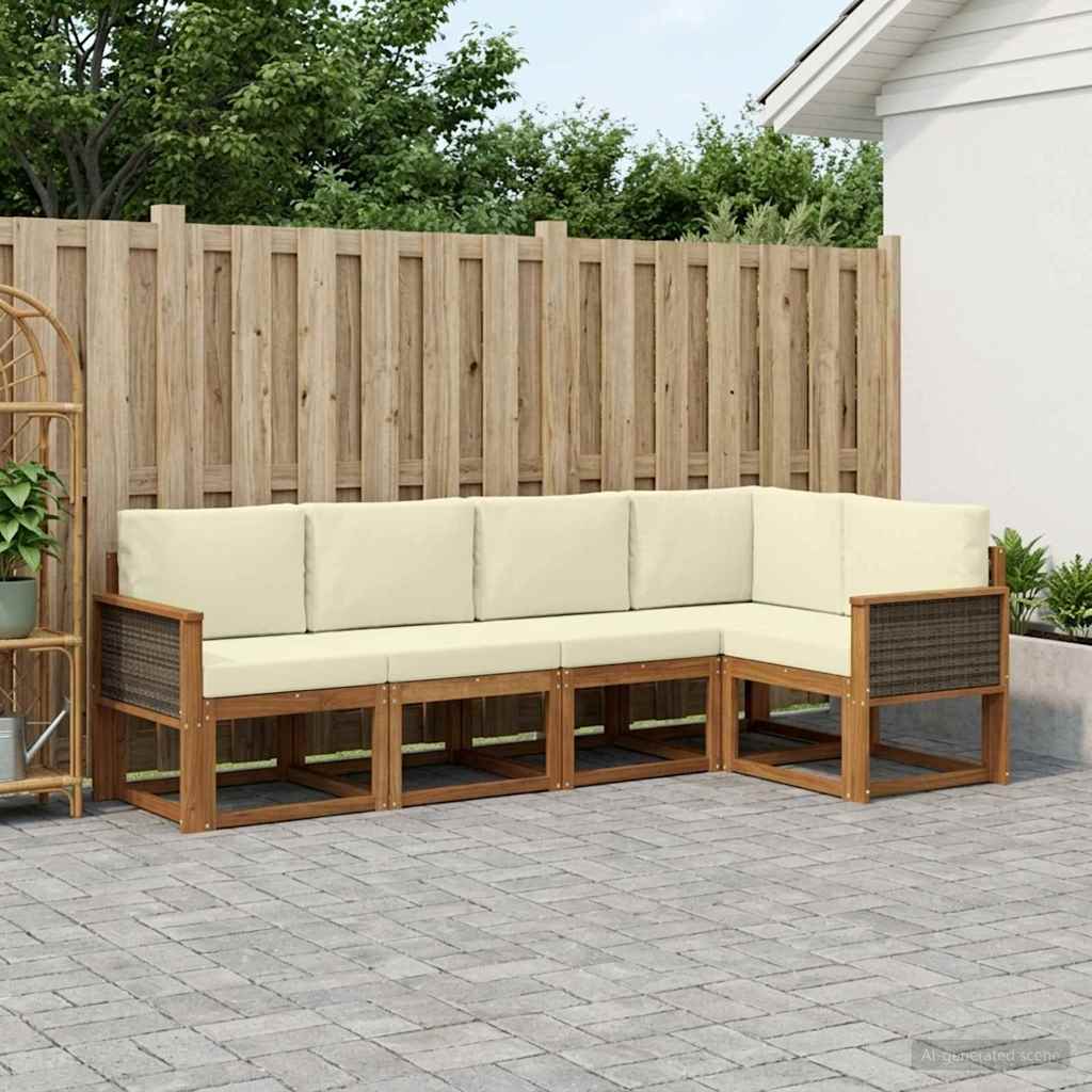Buiten bankenset met kussen 7 pcs Natuurlijk en Crème Polyester is nu te koop bij PeponiXL, paradijselijk wonen!