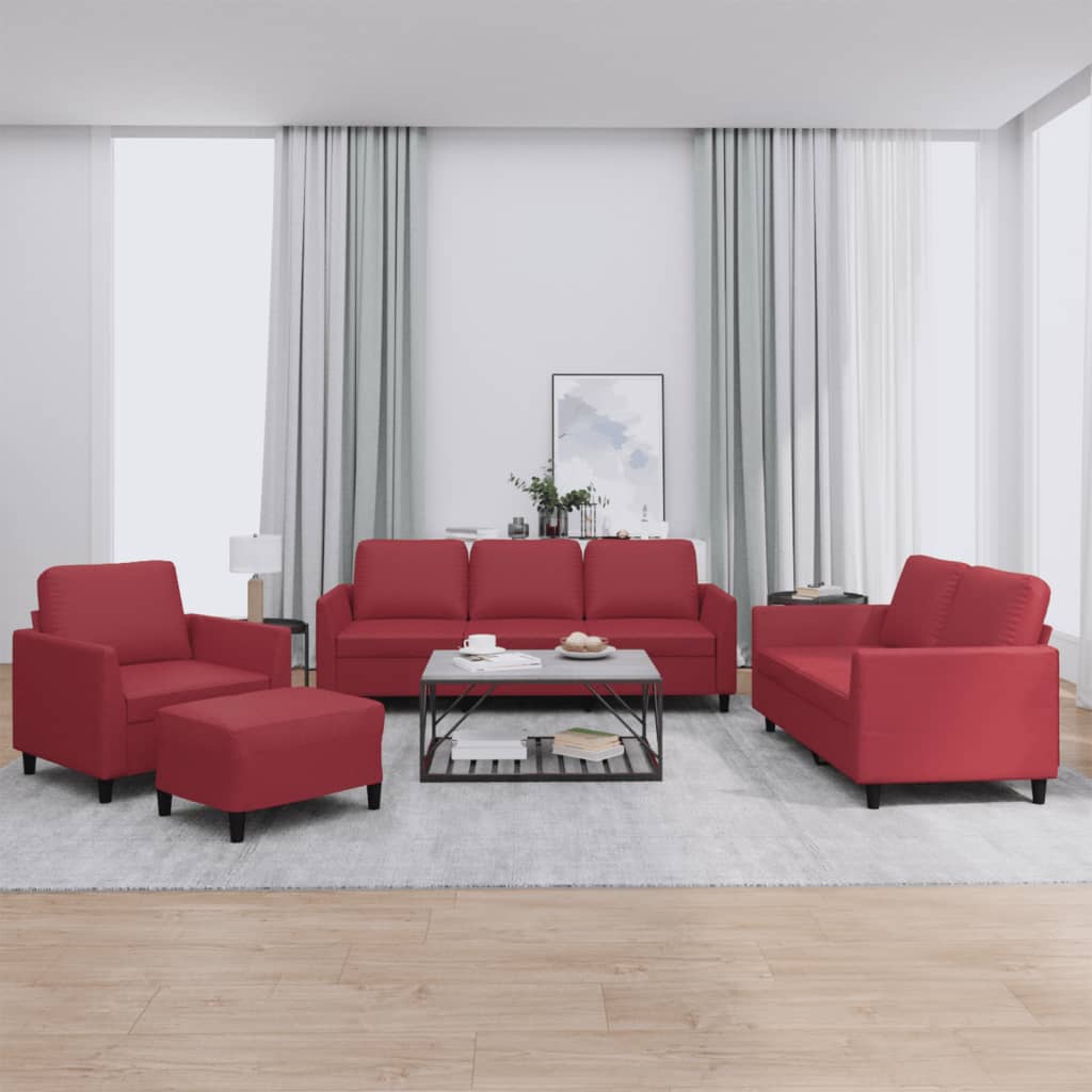 4-delige Loungeset met kussens fluweel wijnrood is nu te koop bij PeponiXL, paradijselijk wonen!