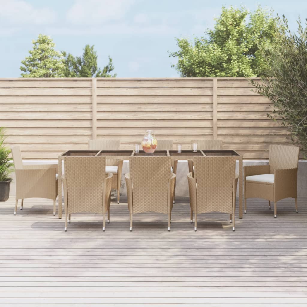 9-delige Tuinset met kussens poly rattan beige is nu te koop bij PeponiXL, paradijselijk wonen!