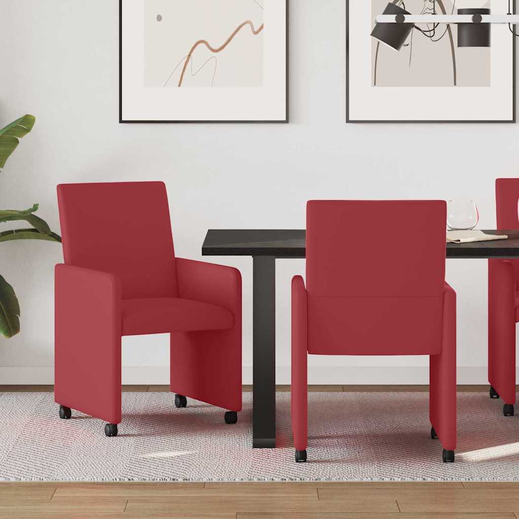 Eetkamerstoelen met Wieltjes 2 pcs Wijnrood 57 x 66 x 94 cm is nu te koop bij PeponiXL, paradijselijk wonen!