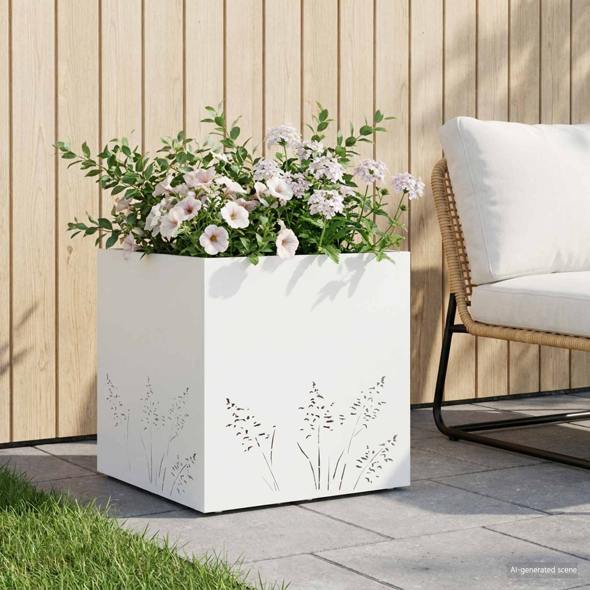 Plantenbak Wit 50 x 50 x 49 cm Koudgewalst staal is nu te koop bij PeponiXL, paradijselijk wonen!