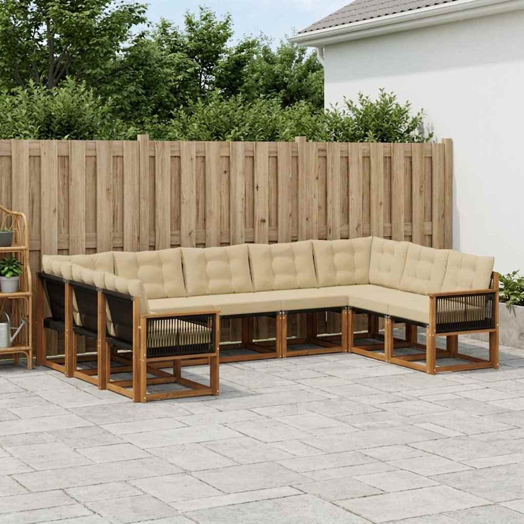 Buiten bankenset met kussen 9 pcs Natuurlijk en Beige is nu te koop bij PeponiXL, paradijselijk wonen!