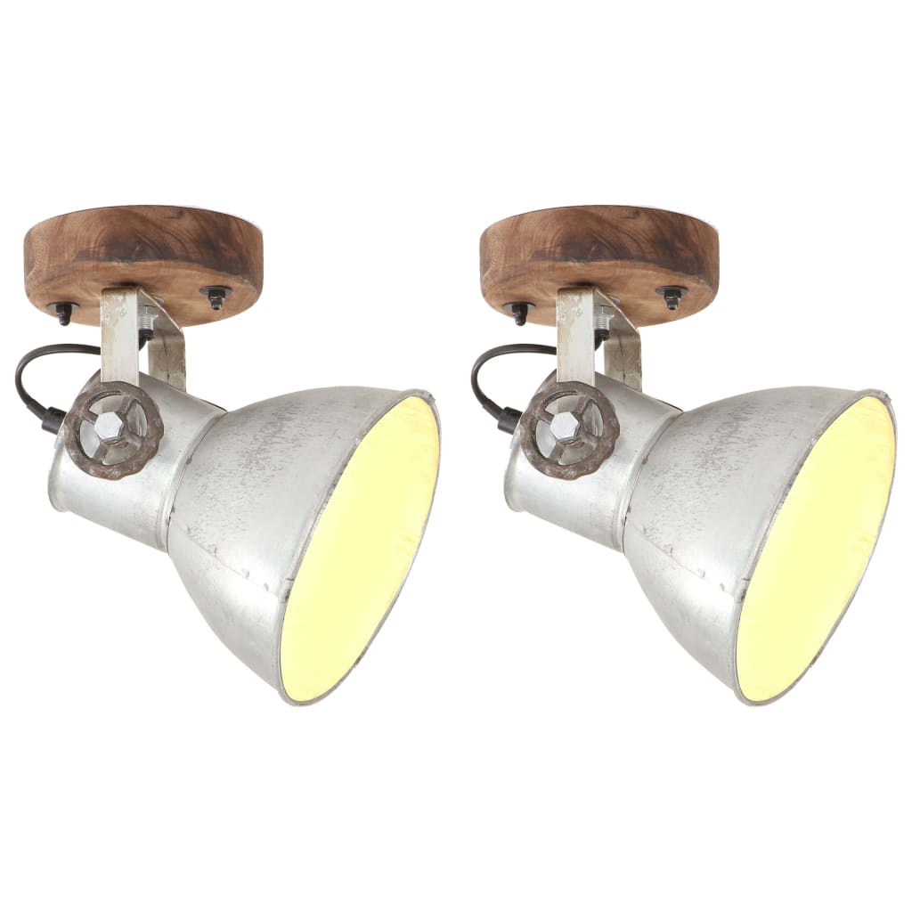 Wand-/plafondlampen industrieel 2 st E27 20x25 cm zilverkleurig is nu te koop bij PeponiXL, paradijselijk wonen!