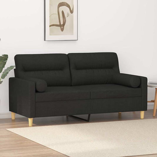 Tweezitsbank met sierkussens 140 cm stof zwart is nu te koop bij PeponiXL, paradijselijk wonen!