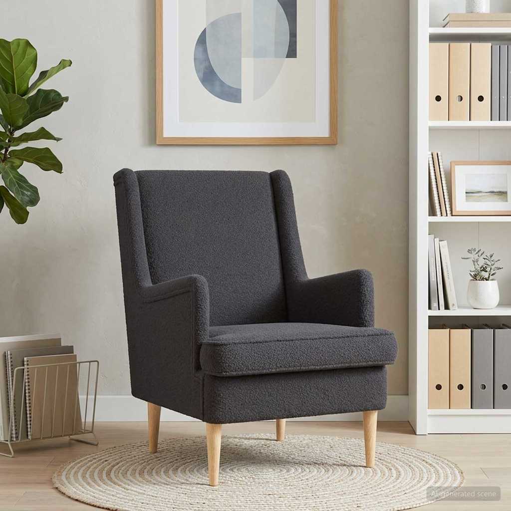 Fauteuil Donkergrijs Schapenstof is nu te koop bij PeponiXL, paradijselijk wonen!
