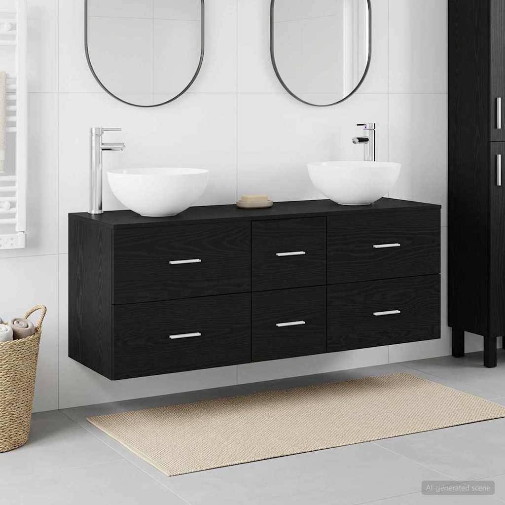 Badkamerkastenset 3 st Zwart eiken 49,5 x 41 x 64,5 cm is nu te koop bij PeponiXL, paradijselijk wonen!
