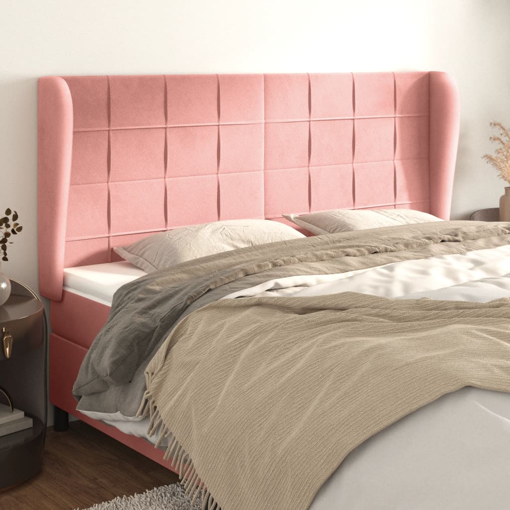 Hoofdbord met randen 183x23x118/128 cm fluweel roze is nu te koop bij PeponiXL, paradijselijk wonen!