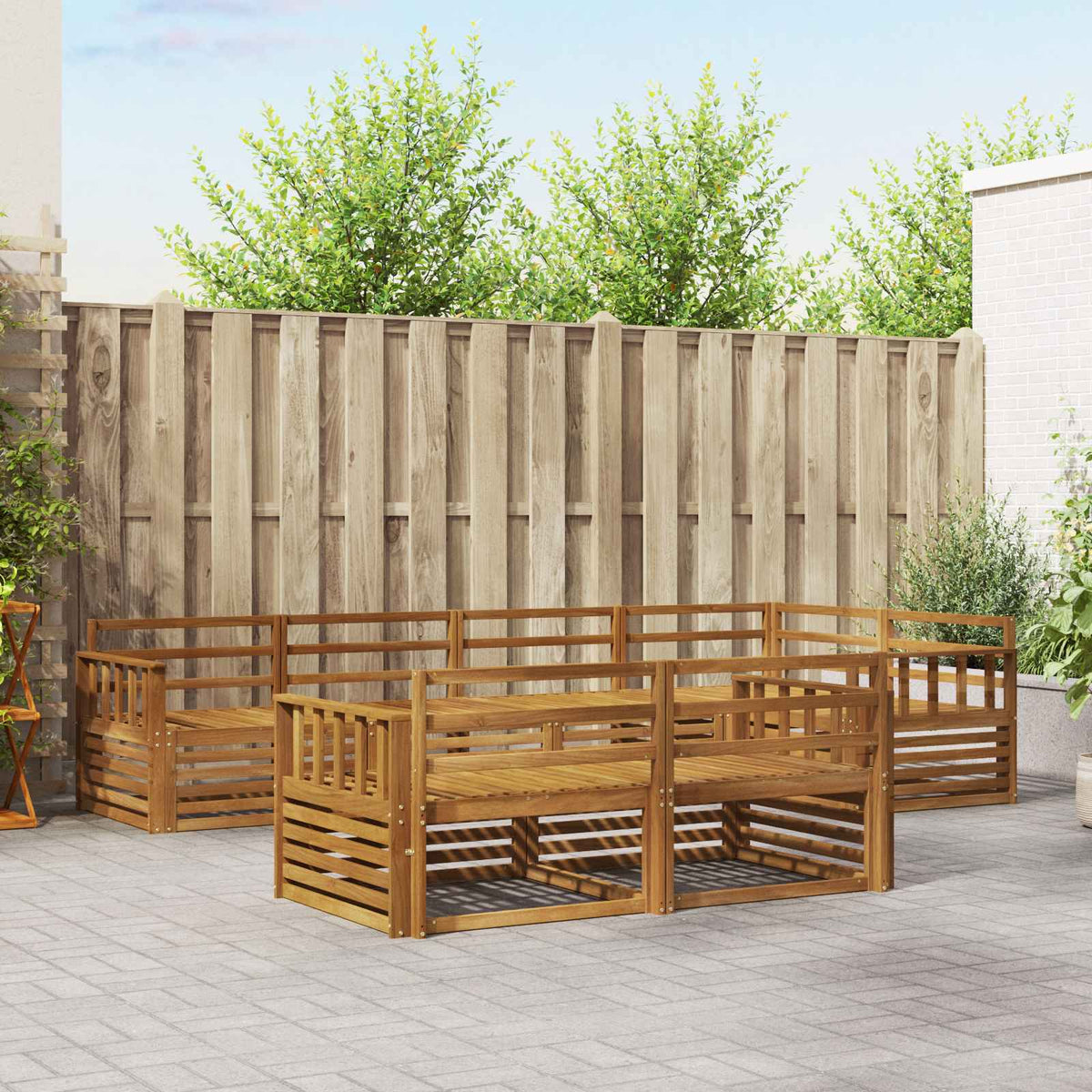 Buiten bankenset 7 pcs Naturel Massief Acaciahout is nu te koop bij PeponiXL, paradijselijk wonen!
