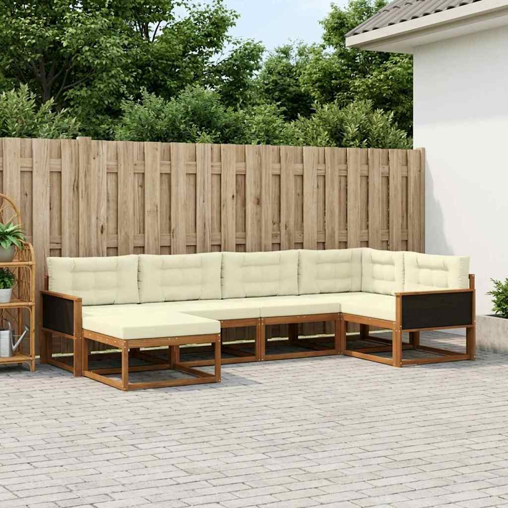 Buiten bankenset met kussen 6 pcs Natuurlijk en Crème is nu te koop bij PeponiXL, paradijselijk wonen!