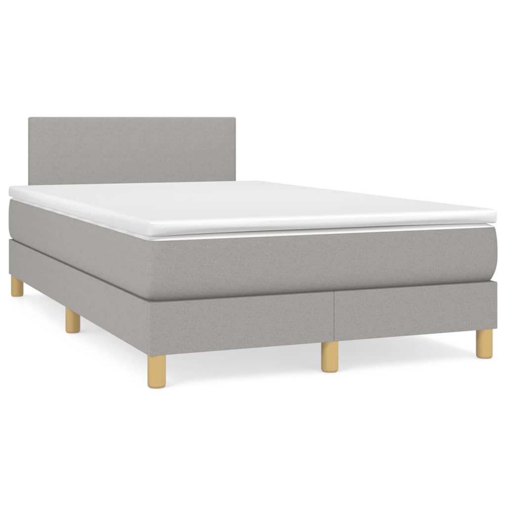 Boxspring met matras en LED stof lichtgrijs 120x190 cm is nu te koop bij PeponiXL, paradijselijk wonen!