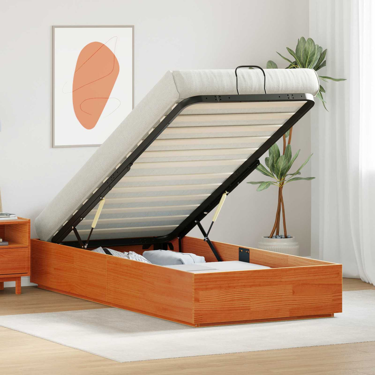 Ottoman Bedframe Wasbruin 75 x 190 cm Massief grenenhout is nu te koop bij PeponiXL, paradijselijk wonen!