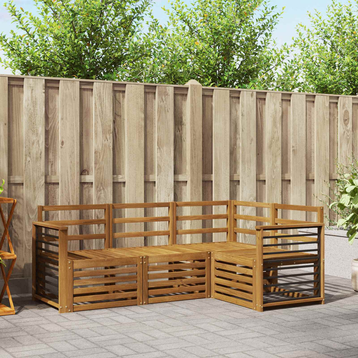 Sofa-Sets 4 pcs Naturel Massief Acaciahout is nu te koop bij PeponiXL, paradijselijk wonen!