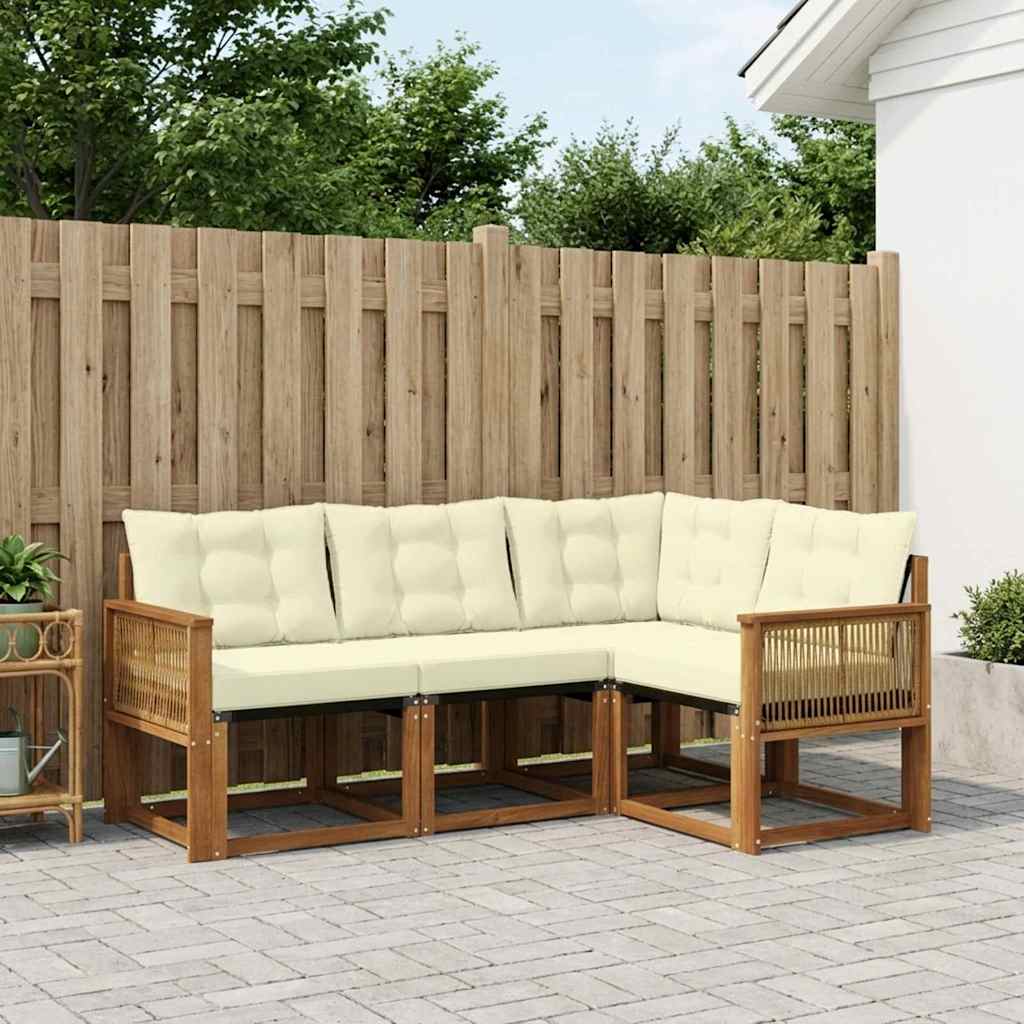 Buiten bankenset met kussen 4 pcs Natuurlijk en Crème is nu te koop bij PeponiXL, paradijselijk wonen!