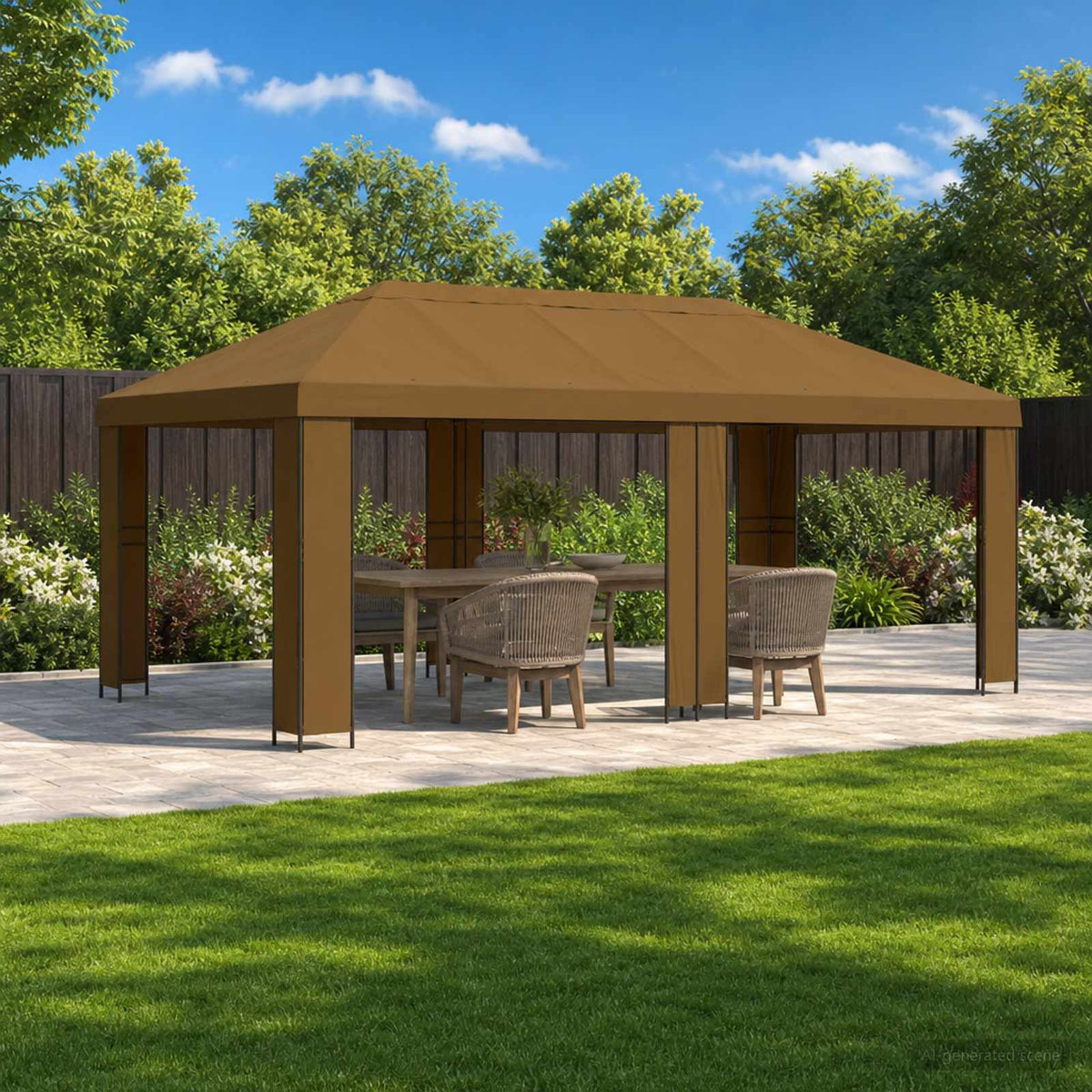 Tuinprieel 6 x 3 m Taupe Polyester en staal 190 is nu te koop bij PeponiXL, paradijselijk wonen!