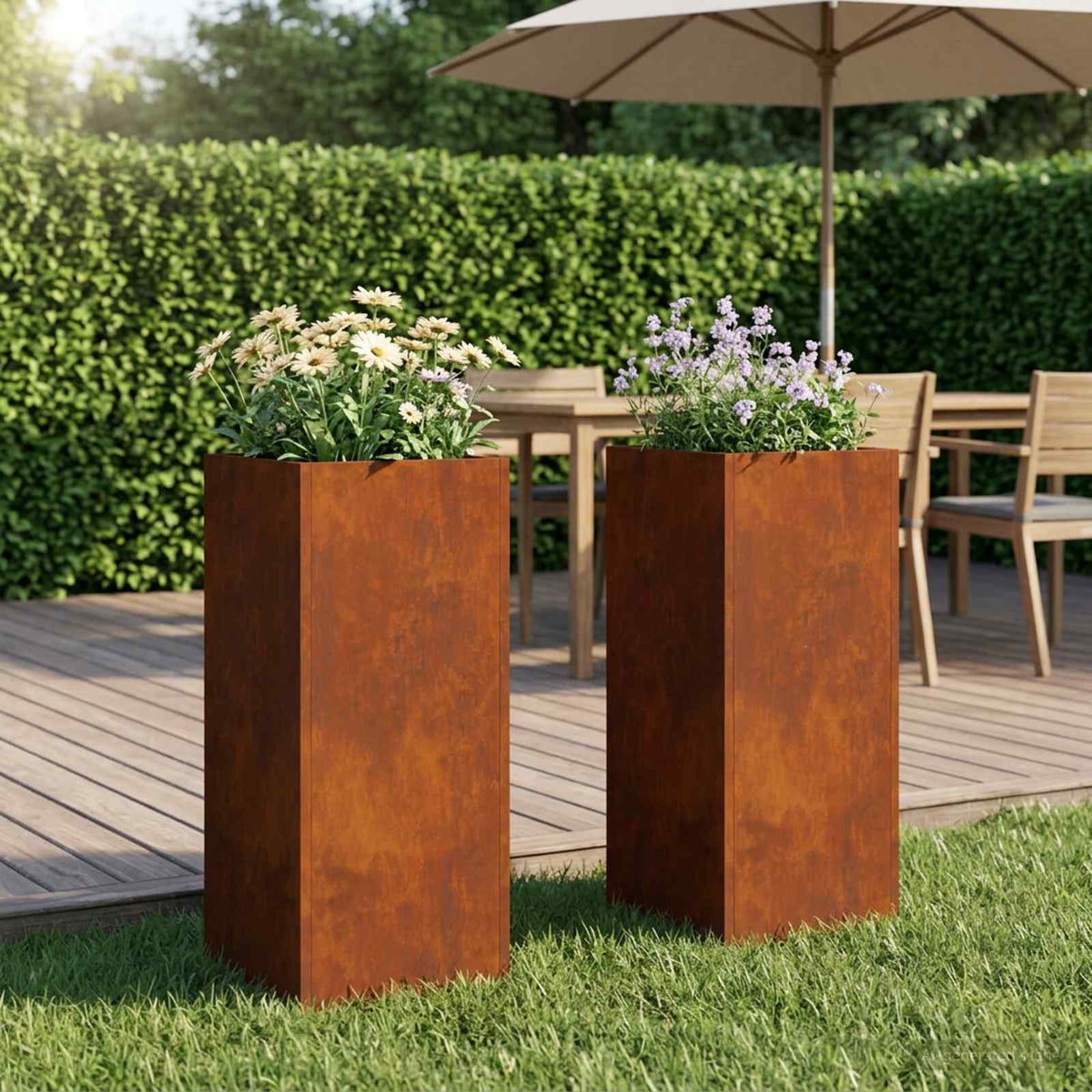 Plantenbak 2 st Roestkleurig 20 x 20 x 50 cm weervast staal is nu te koop bij PeponiXL, paradijselijk wonen!