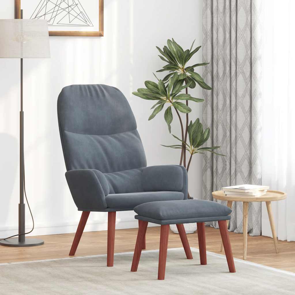 Relaxstoel met voetenbank fluweel donkergrijs is nu te koop bij PeponiXL, paradijselijk wonen!