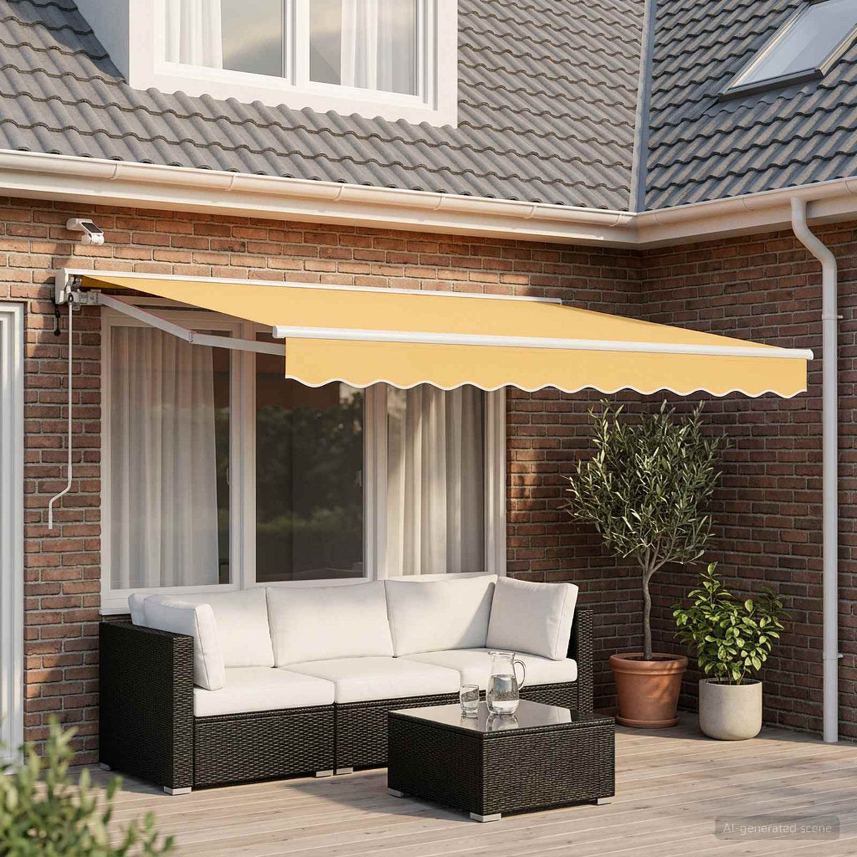 Elektrisch Uittrekbaar Zonnescherm Zand 3,5 x 2,5 m is nu te koop bij PeponiXL, paradijselijk wonen!