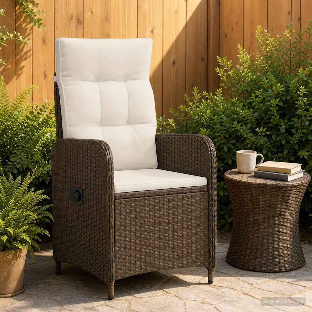 Verstelbare tuinstoel Bruin en Crème Wit 57 x 63 x 94 cm is nu te koop bij PeponiXL, paradijselijk wonen!