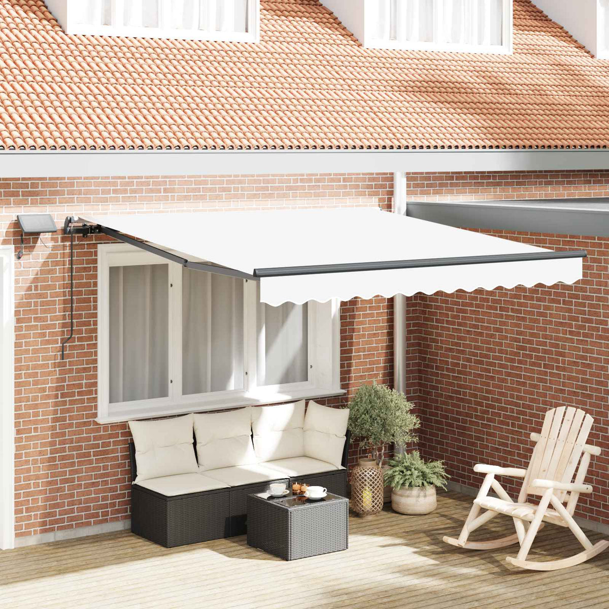 Inklapbaar Zonnescherm Wit 300 x 250 cm Stof is nu te koop bij PeponiXL, paradijselijk wonen!