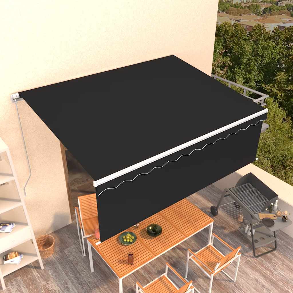 Luifel handmatig uittrekbaar met rolgordijn 4,5x3 m antraciet is nu te koop bij PeponiXL, paradijselijk wonen!