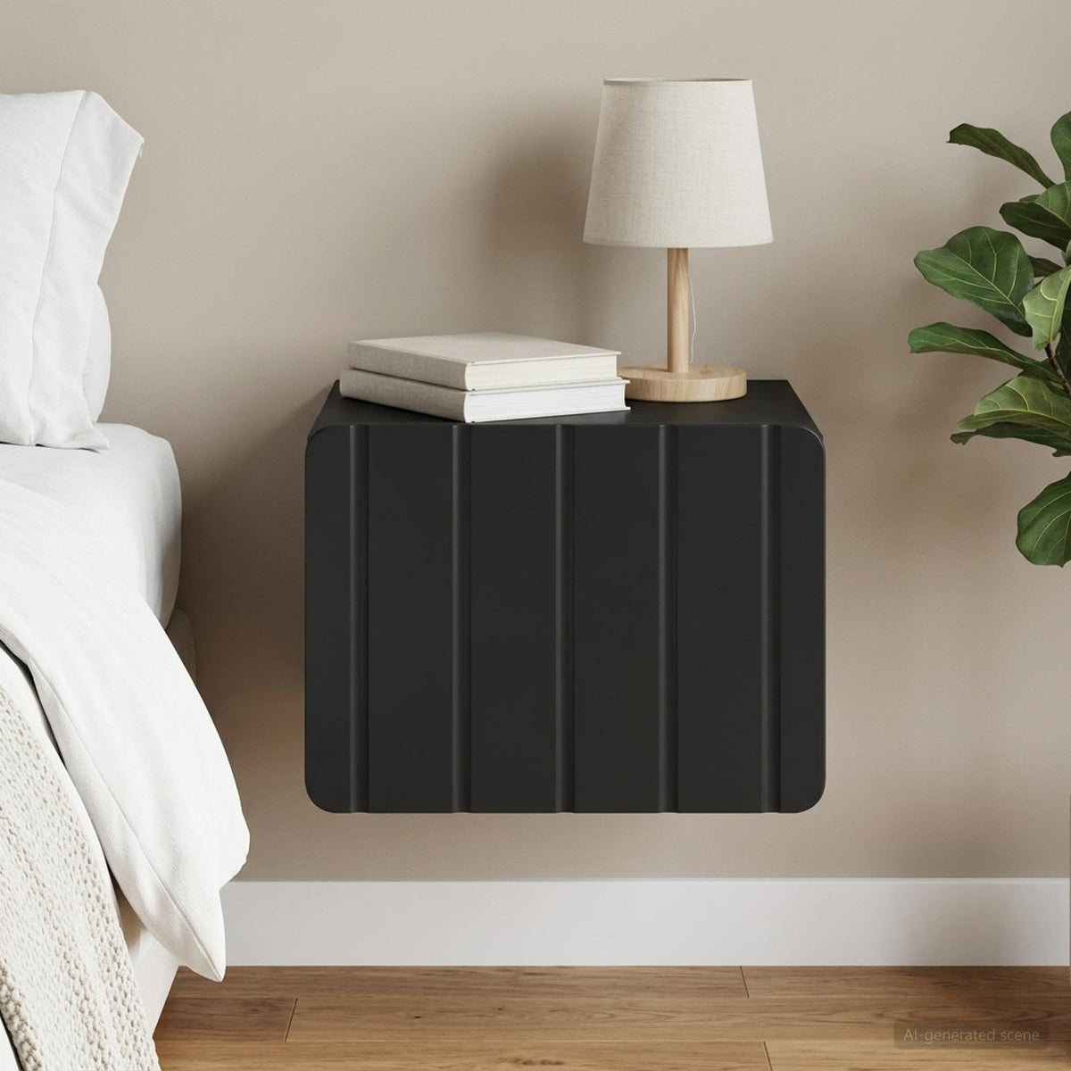 Wandbeugel Bedkast Zwart 33 x 34,5 x 24 cm Bewerkt hout is nu te koop bij PeponiXL, paradijselijk wonen!