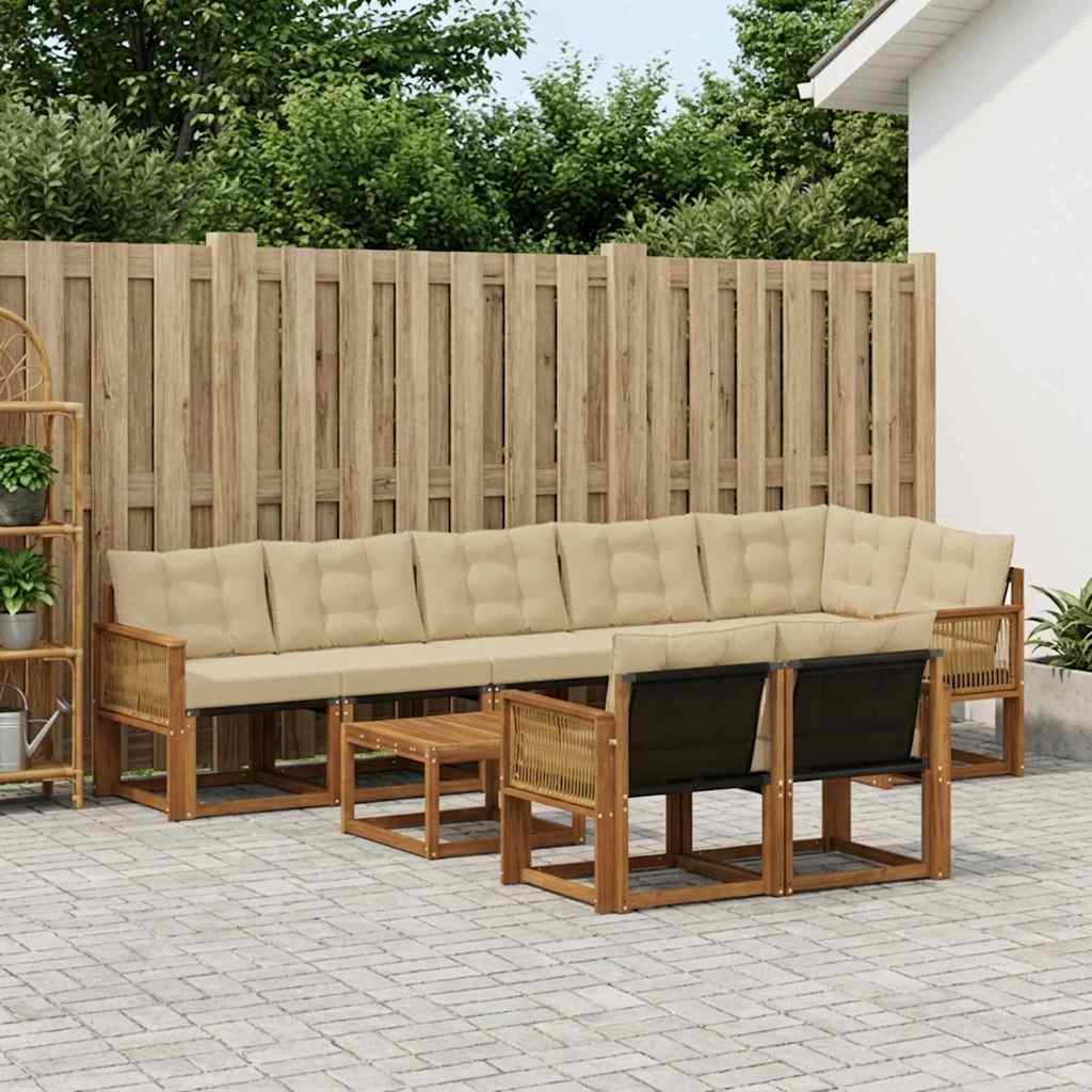 Buiten bankenset met kussen 9 pcs Natuurlijk en Beige is nu te koop bij PeponiXL, paradijselijk wonen!