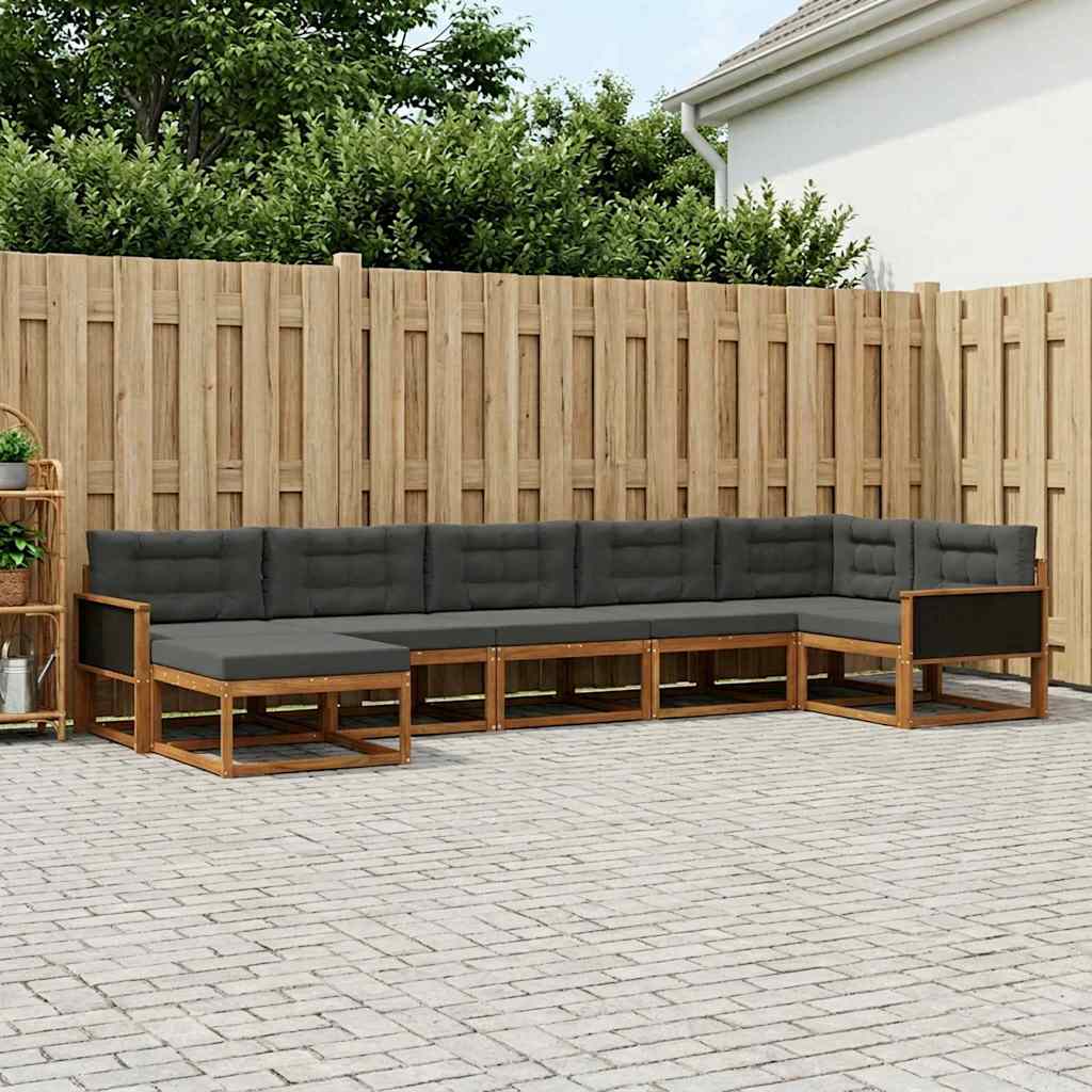 Buiten bankenset met kussen 7 pcs Natuurlijk en Antraciet is nu te koop bij PeponiXL, paradijselijk wonen!