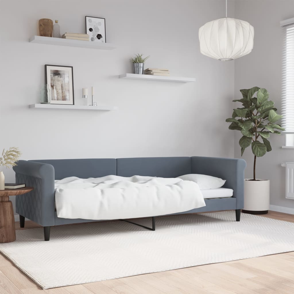 Slaapbank 80x200 cm fluweel donkergrijs is nu te koop bij PeponiXL, paradijselijk wonen!