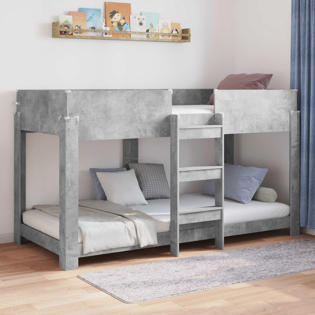 Bunk Bed voor Kinderen Beton Grijs 80 x 200 cm Bewerkt hout is nu te koop bij PeponiXL, paradijselijk wonen!
