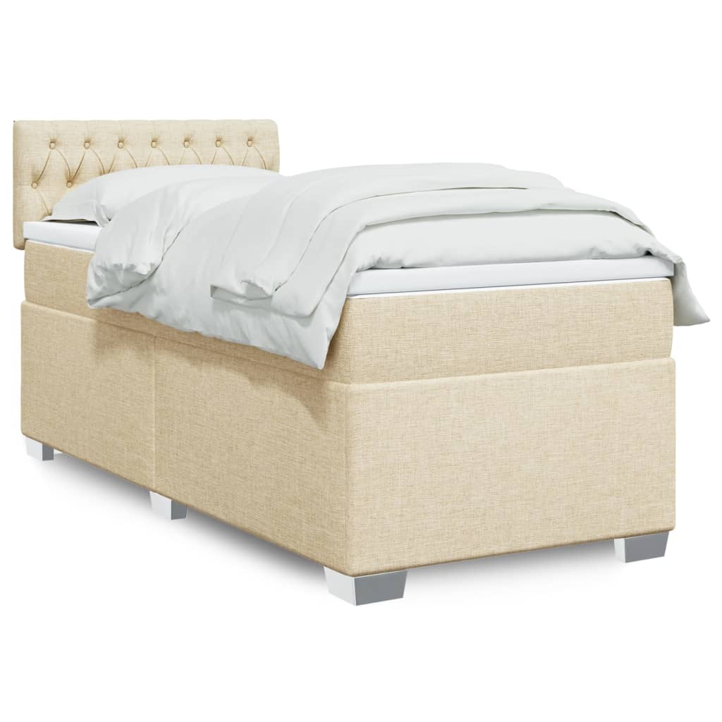 Boxspring met matras stof crèmekleurig 90x190 cm is nu te koop bij PeponiXL, paradijselijk wonen!