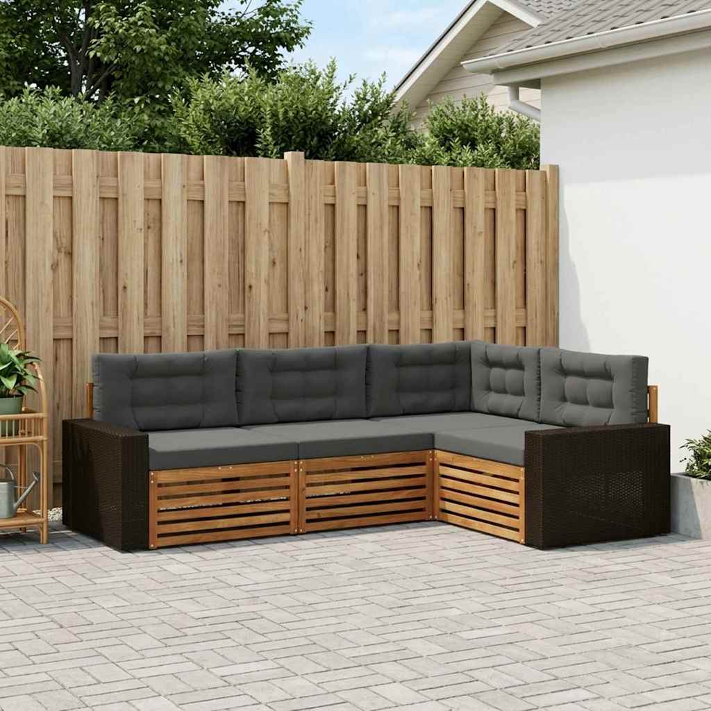 Buiten bankenset 4 pcs Natuurlijk en Antraciet is nu te koop bij PeponiXL, paradijselijk wonen!