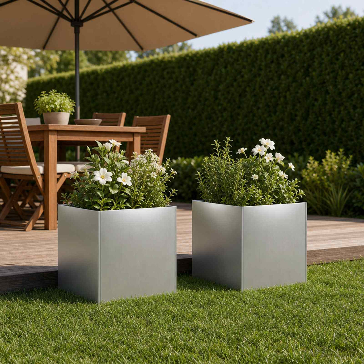 Plantenbak 2 st zilver 25 x 25 x 25 cm Gegalvaniseerd staal is nu te koop bij PeponiXL, paradijselijk wonen!