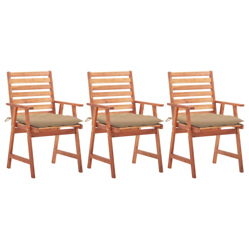 Tuinstoelen 3 st met kussens massief acaciahout is nu te koop bij PeponiXL, paradijselijk wonen!