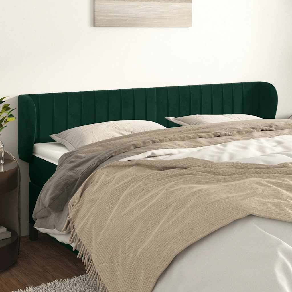Hoofdbord met randen 203x23x78/88 cm fluweel donkergroen is nu te koop bij PeponiXL, paradijselijk wonen!