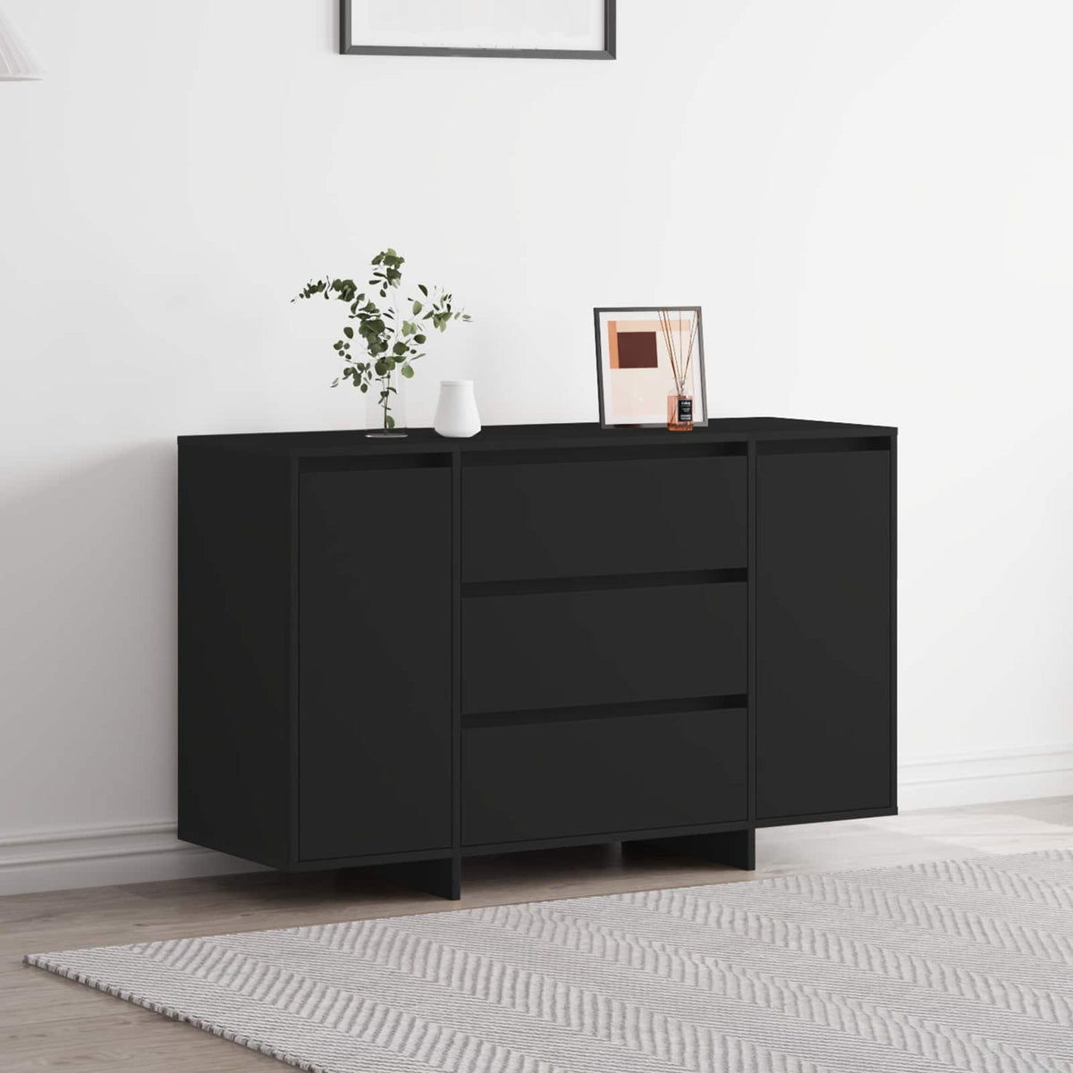 Dressoir met lade Zwart 120 x 41 x 75 cm Bewerkt hout is nu te koop bij PeponiXL, paradijselijk wonen!