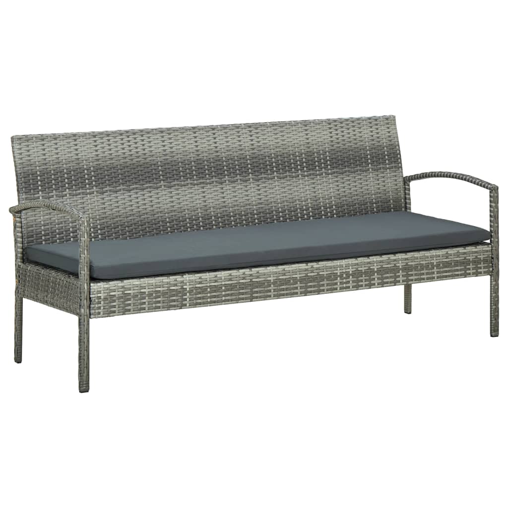 Tuinbank 3-zits met kussen poly rattan grijs is nu te koop bij PeponiXL, paradijselijk wonen!