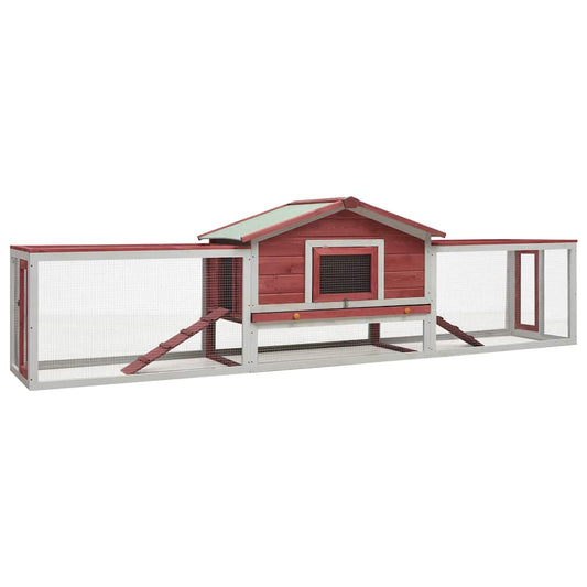 Konijnenhok 310x70x87 cm massief grenen- en vurenhout rood is nu te koop bij PeponiXL, paradijselijk wonen!