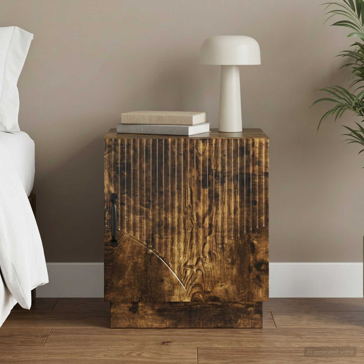 Nachtkastje Gerookt eiken 43 x 34,5 x 47 cm Bewerkt hout is nu te koop bij PeponiXL, paradijselijk wonen!