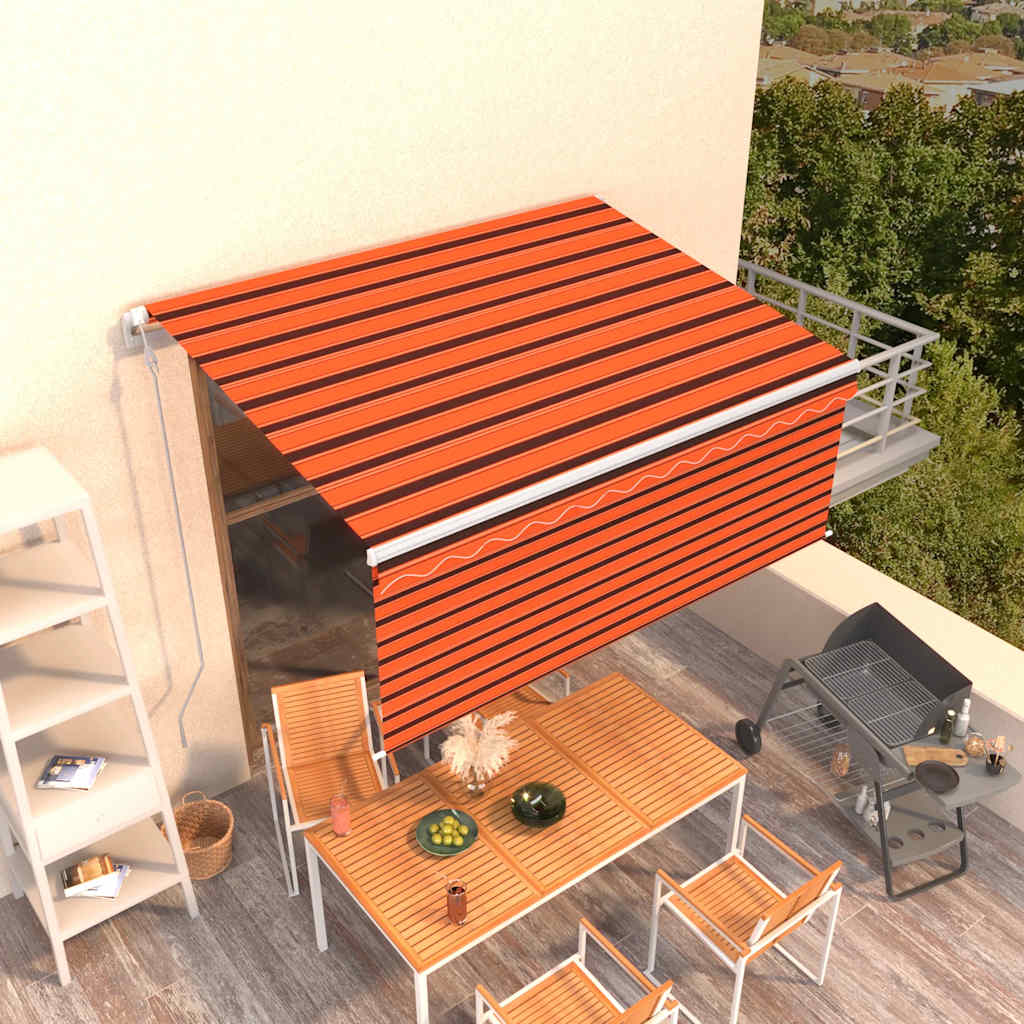 Luifel automatisch uittrekbaar rolgordijn 3,5x2,5m oranje bruin is nu te koop bij PeponiXL, paradijselijk wonen!