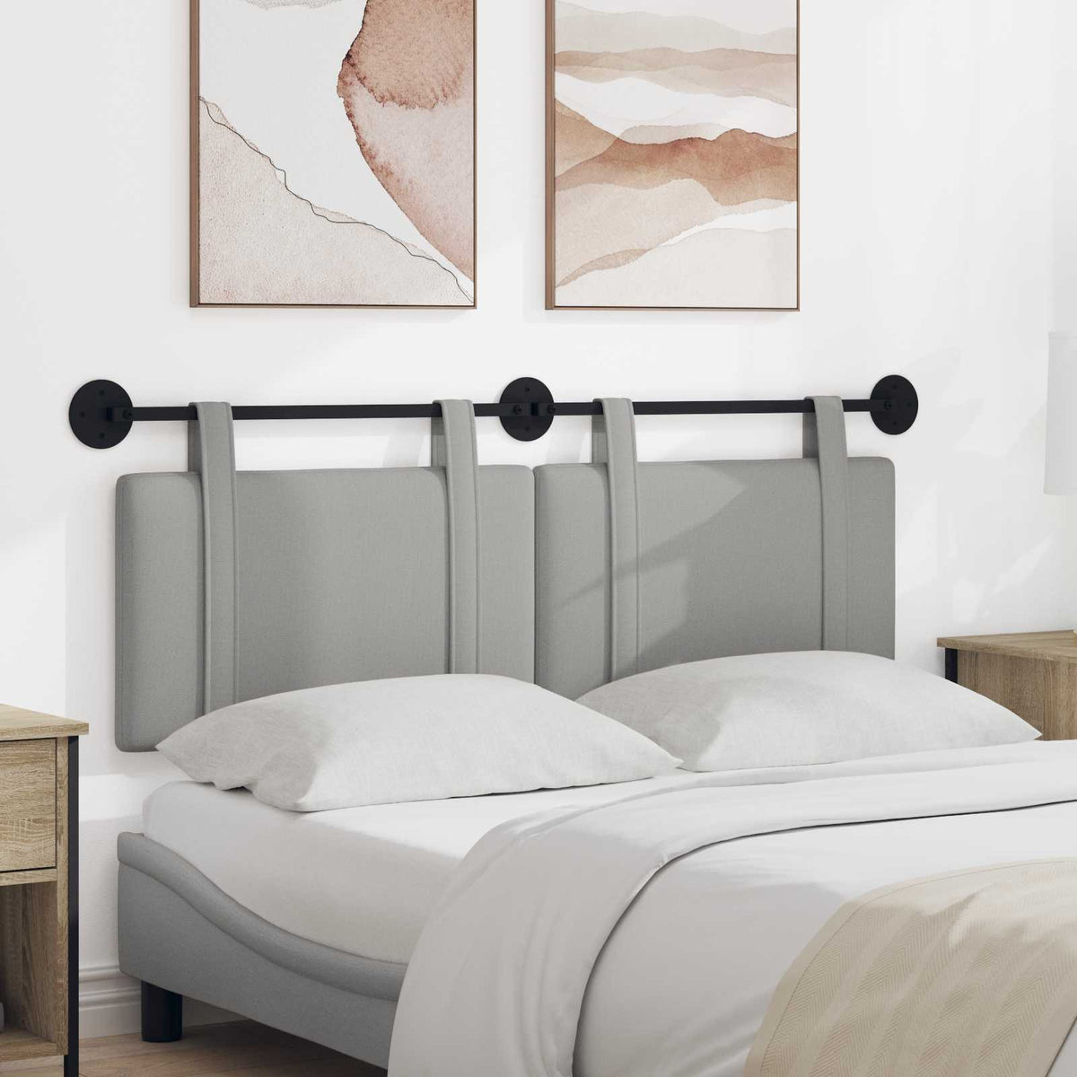 Hangend hoofdbord Wolkengrijs Stof is nu te koop bij PeponiXL, paradijselijk wonen!