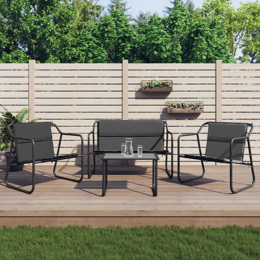 4-delige Loungeset met kussens staal antracietkleurig is nu te koop bij PeponiXL, paradijselijk wonen!