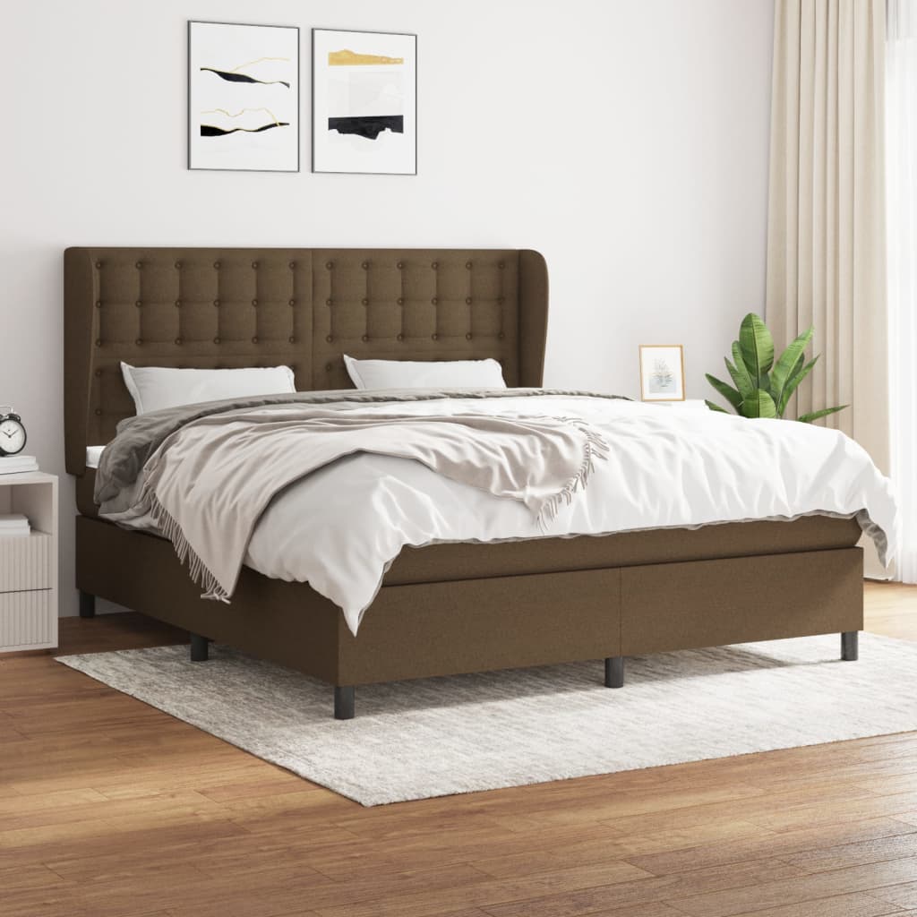 Boxspring met matras stof donkerbruin 180x200 cm is nu te koop bij PeponiXL, paradijselijk wonen!